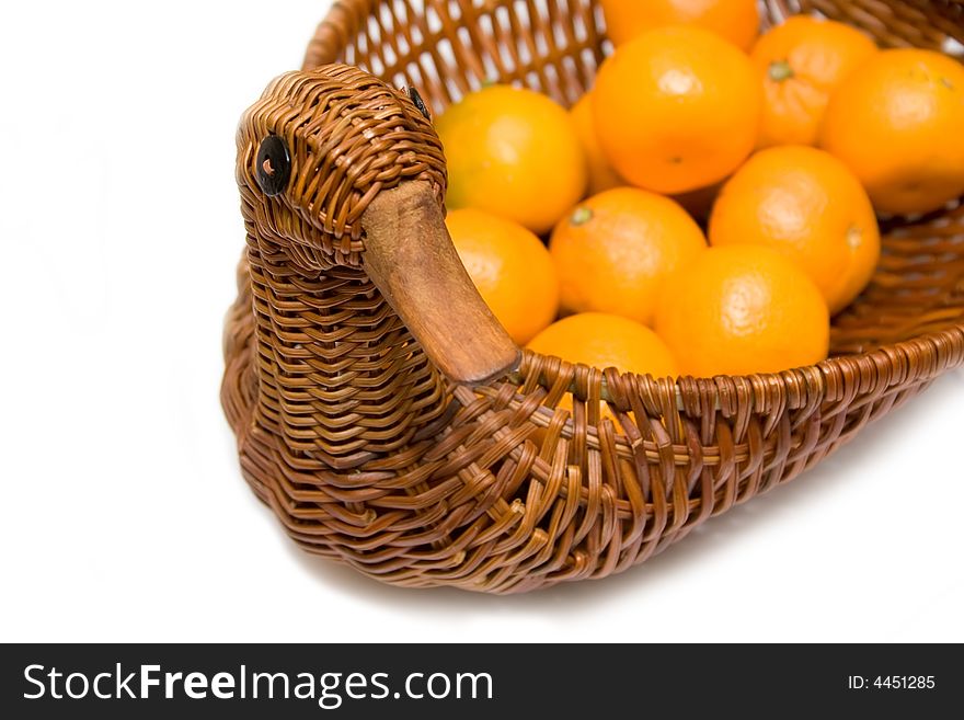 Mandarines on the tray like goose isolated