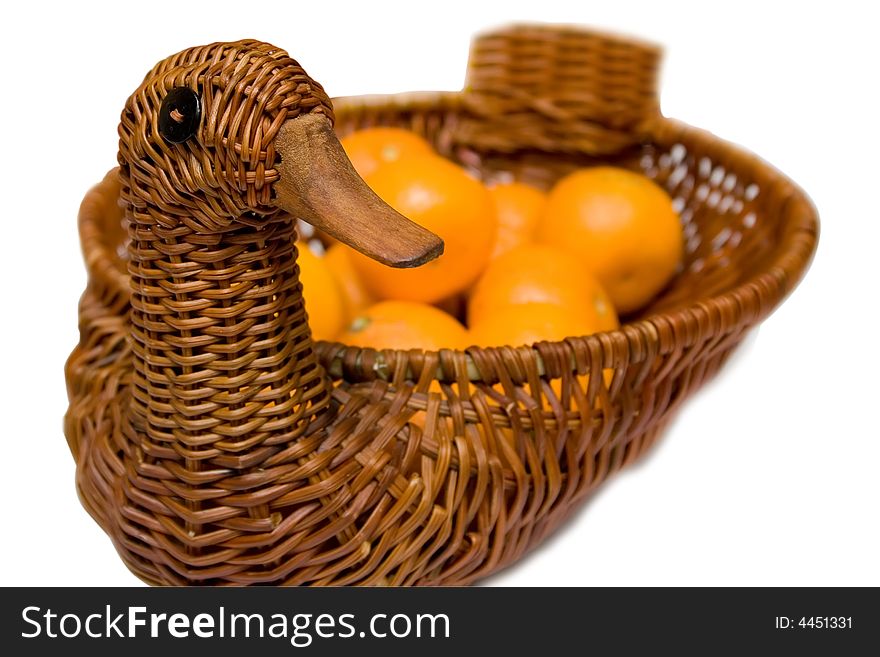 Mandarines On Tray Like Goose Isolated