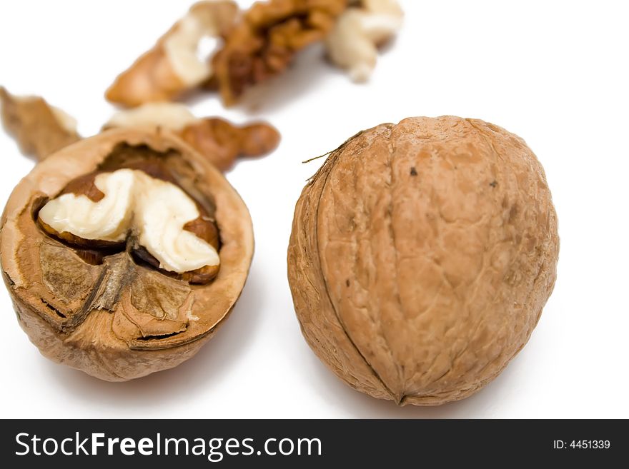 Walnut on the white isolated background