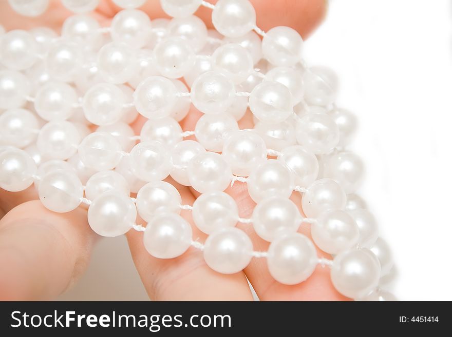 Luxory pearls on the woman hand