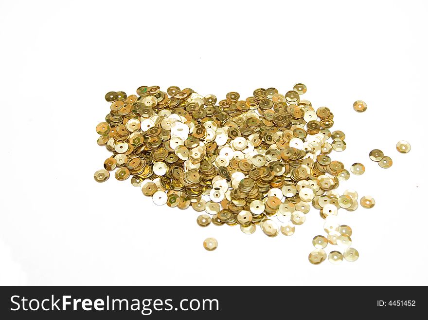 Gold confettis on the isolated background