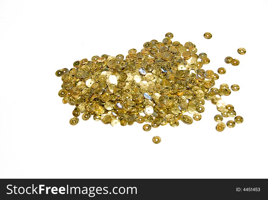 Gold confettis on the isolated background
