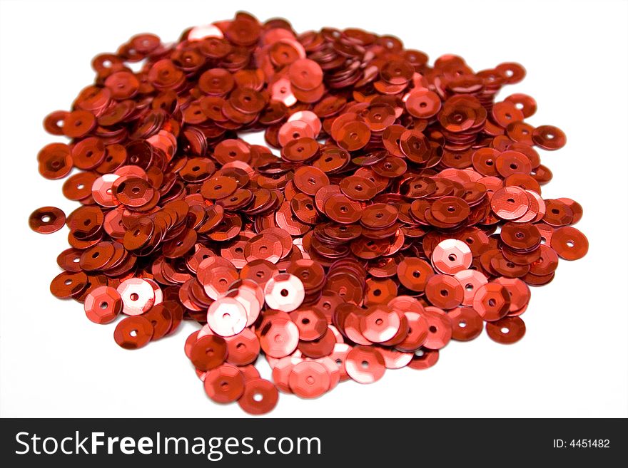 Red confettis on the isolated background