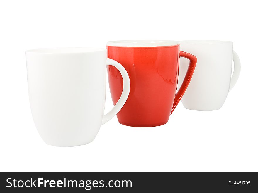 Three coffe mugs isolated on white background. Three coffe mugs isolated on white background