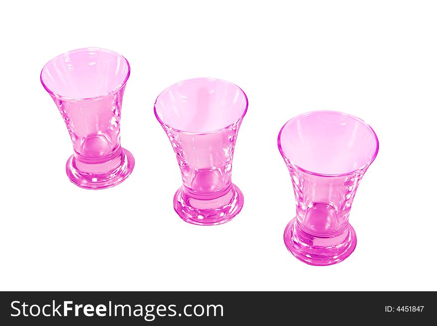 Three glass shots isolated on white background. Three glass shots isolated on white background