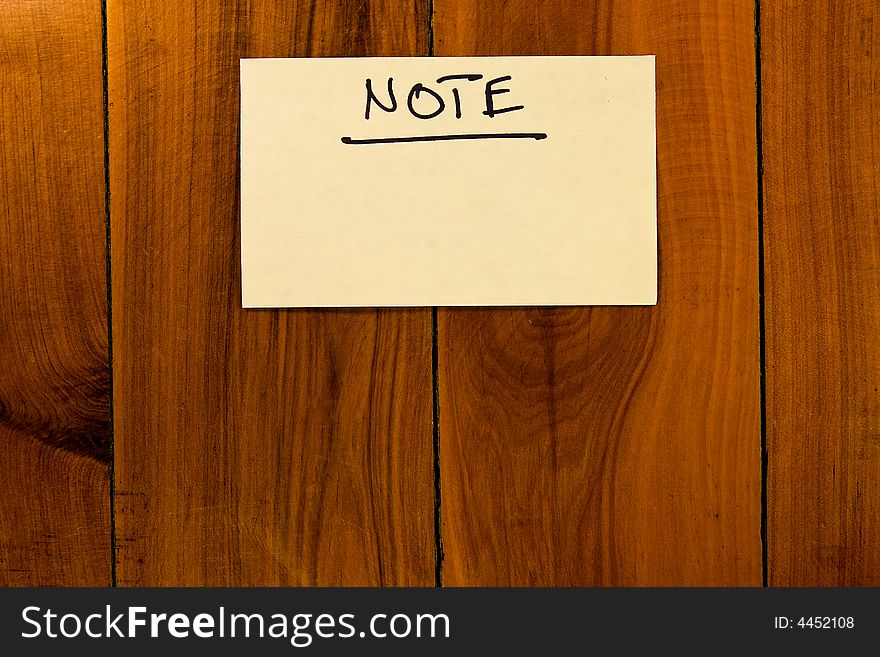 Timber message board with reminder note. Timber message board with reminder note