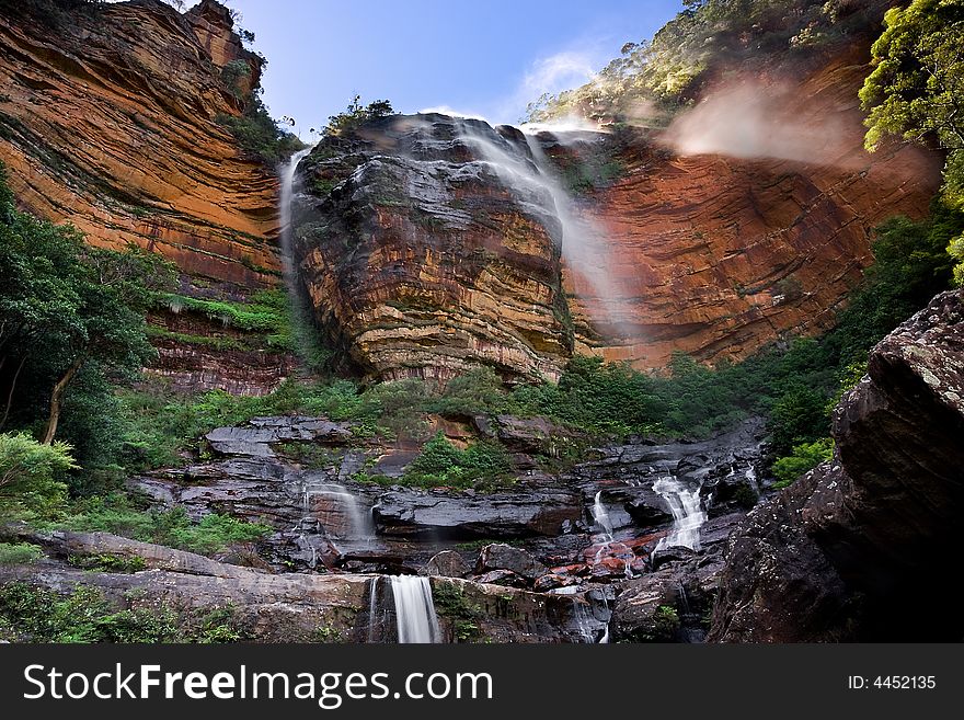 Waterfall In The Mountains