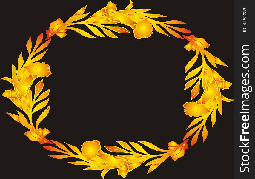 Floral frame on black background -  illustration