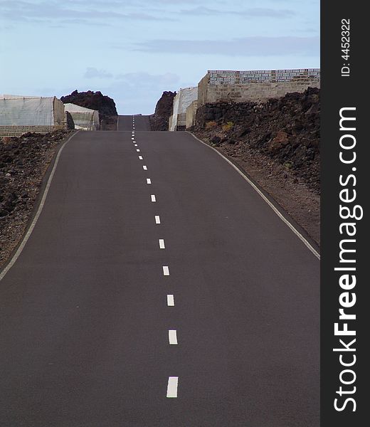 A road trough a banana plantage at La Palma. A road trough a banana plantage at La Palma.