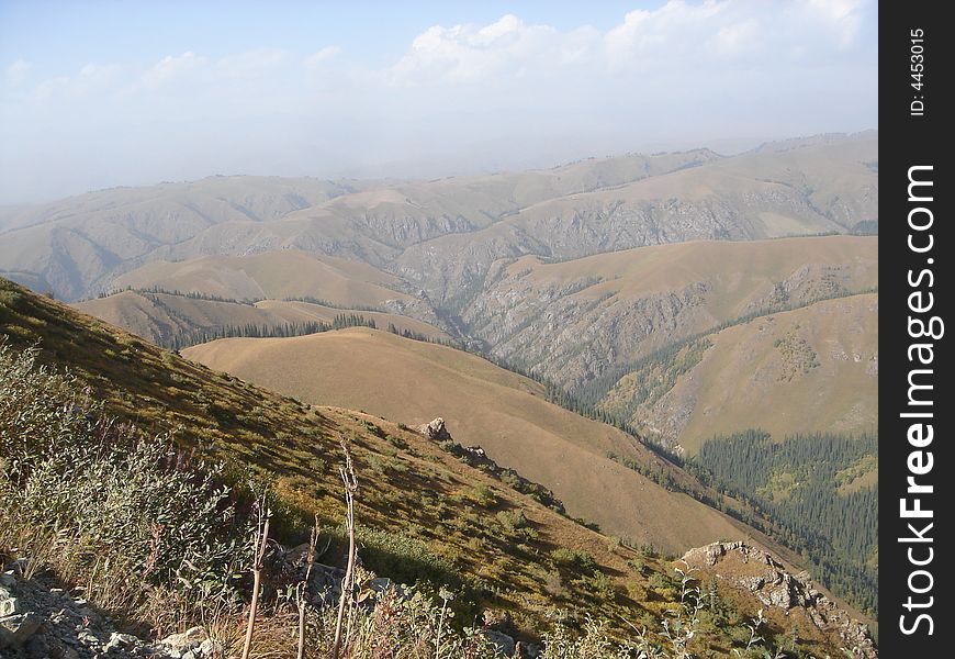 Range of mountains in mogolia, which creates a very vast image