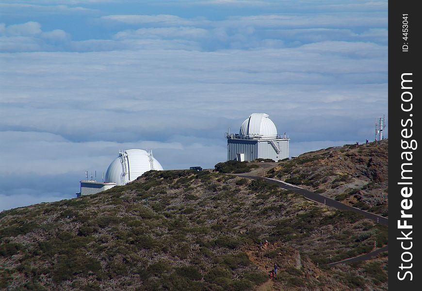 A view at two observatorys at La Palma. A view at two observatorys at La Palma.