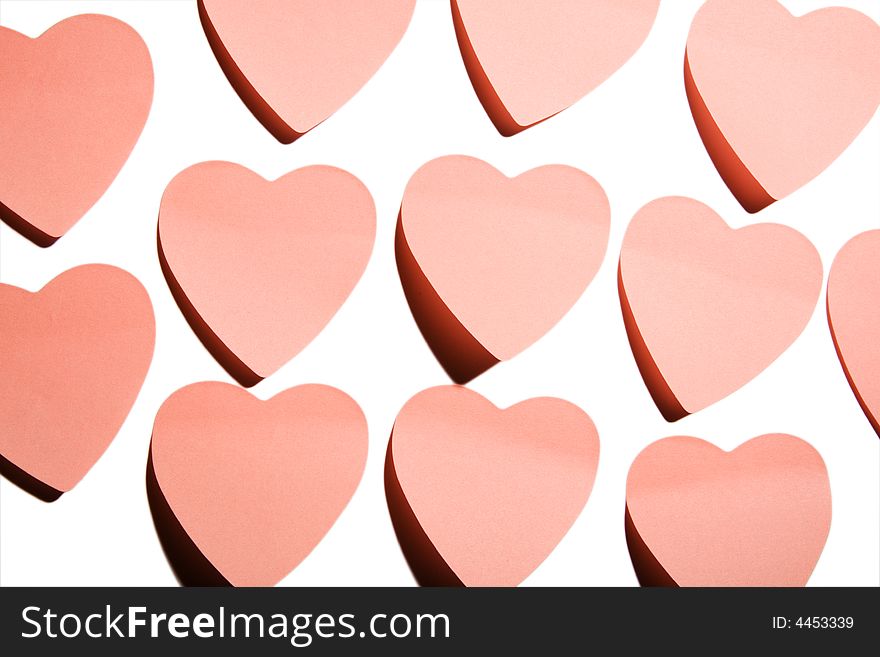 Sticky hearts isolated on white