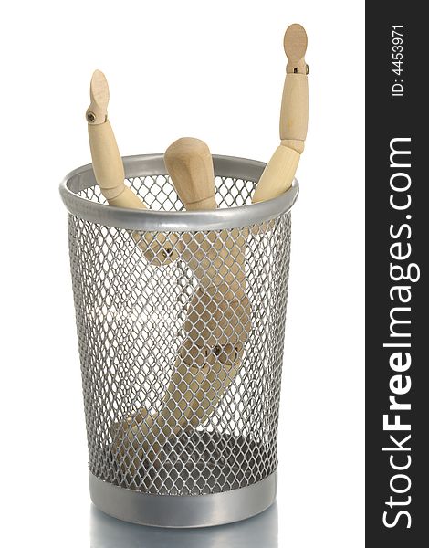 Mesh Trash Bin With Manikin Inside