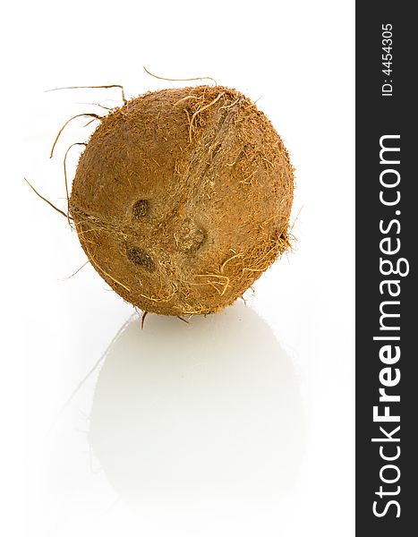Detailed coconut isolated on white background