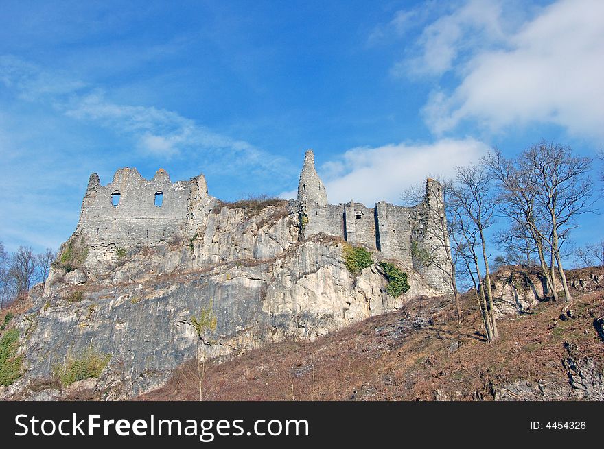 View on ruines of a Belgian castle