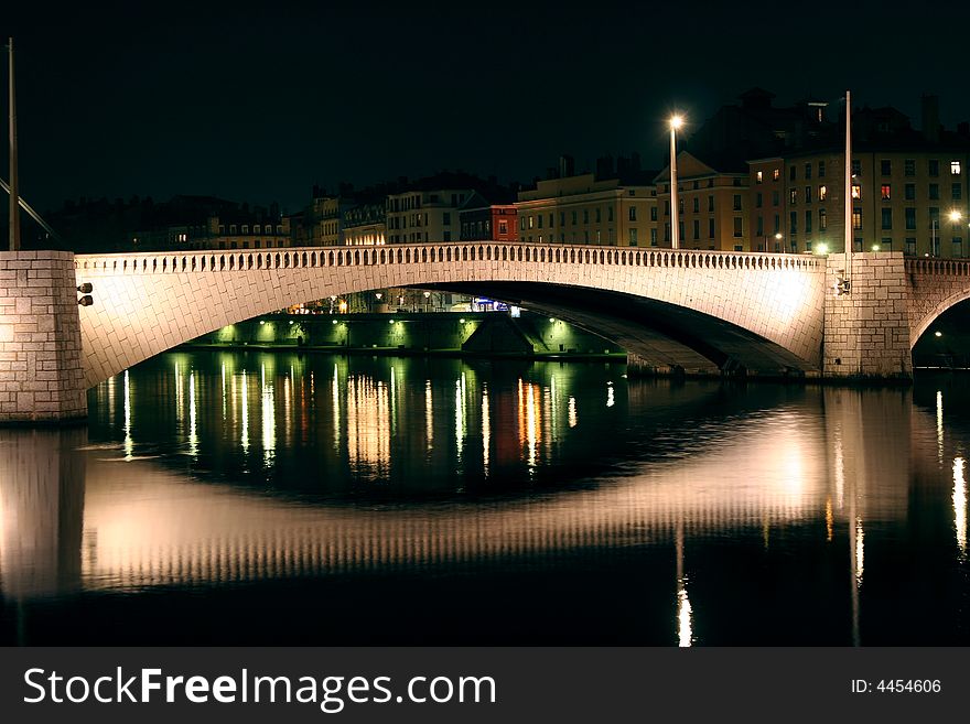 Bridge on the saone at night