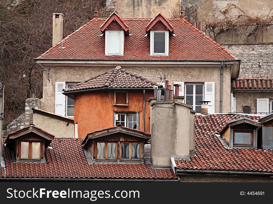 Rooftops in old grenoble, france. Rooftops in old grenoble, france