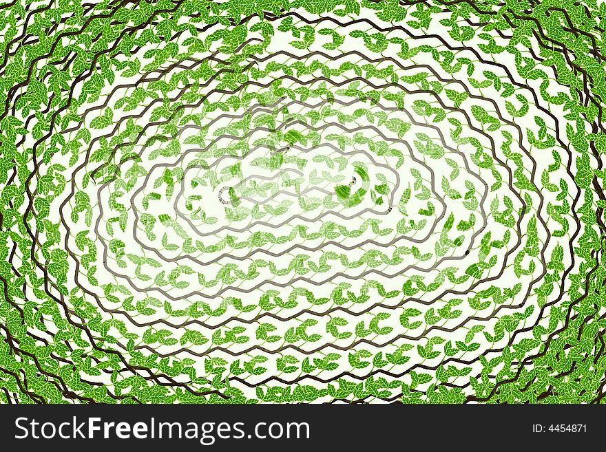 Illustration with spiral of branches on white background. Illustration with spiral of branches on white background