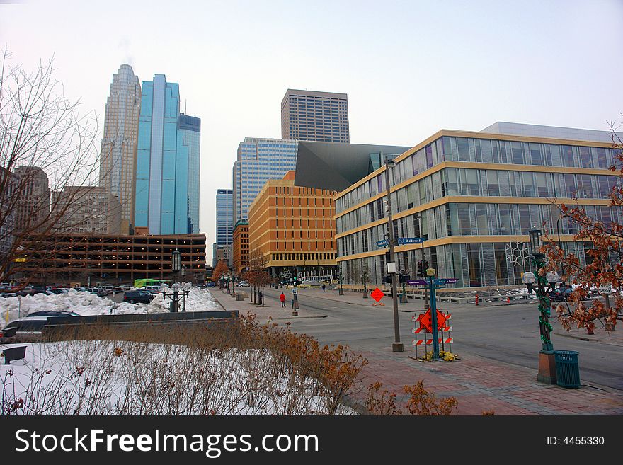 A picture of downtown Minneapolis. A picture of downtown Minneapolis