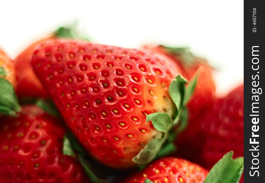 Strawberries (shallow DOF) isolated on white background. Strawberries (shallow DOF) isolated on white background