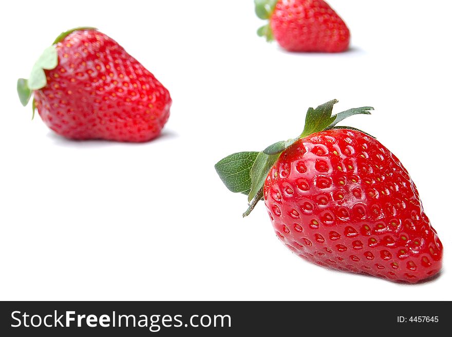 Strawberries on white background food