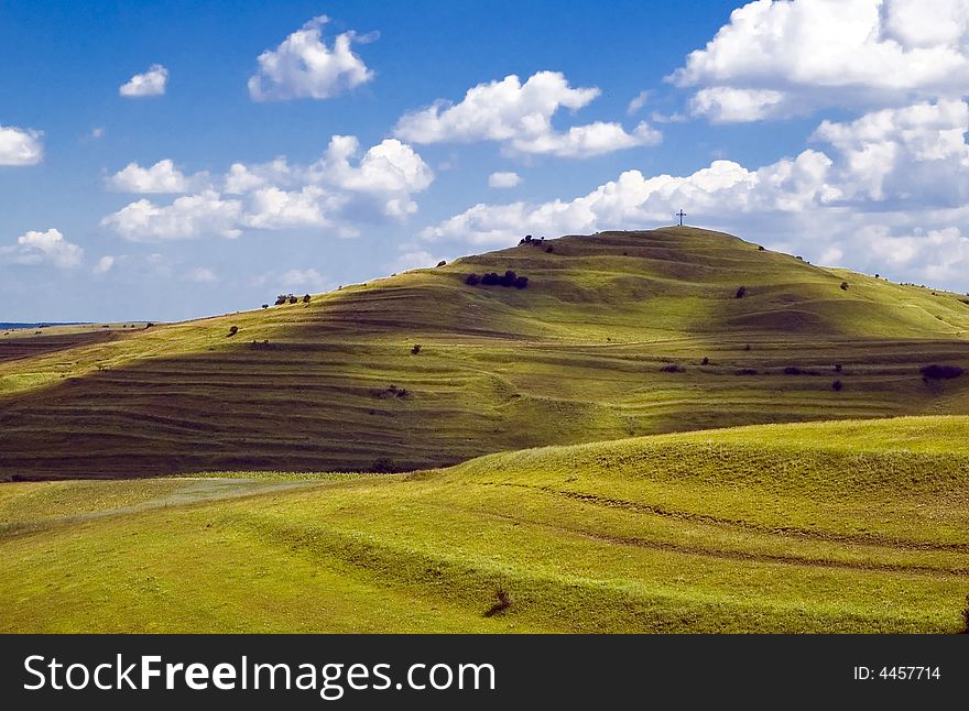 background natural landscape with green and sky