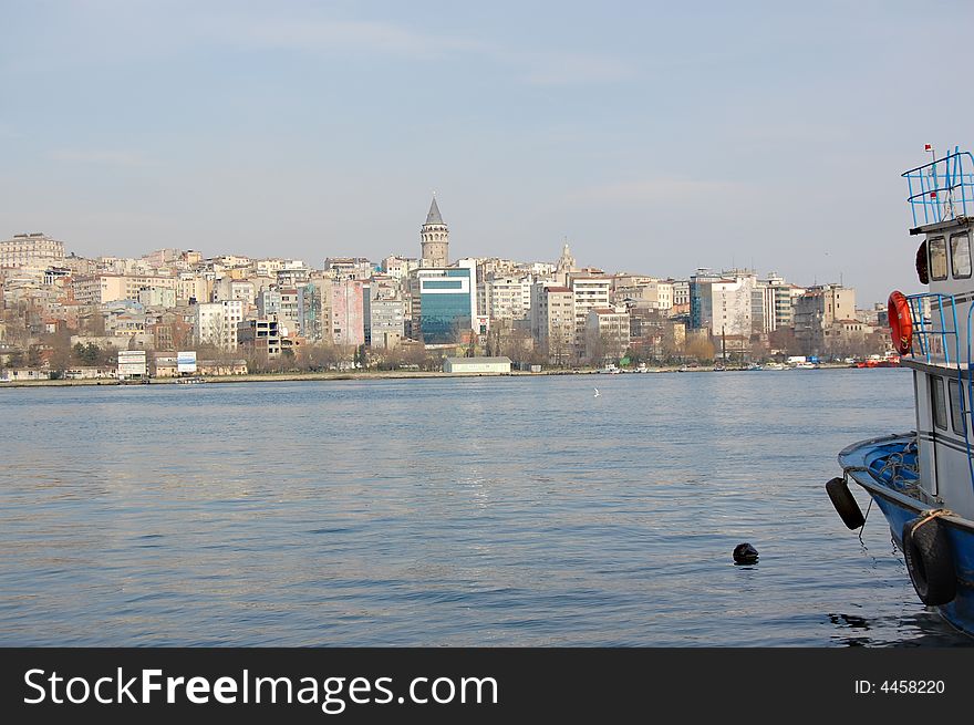 Galata tower viewed from other side of Golden Horn, Istanbul. Galata tower viewed from other side of Golden Horn, Istanbul