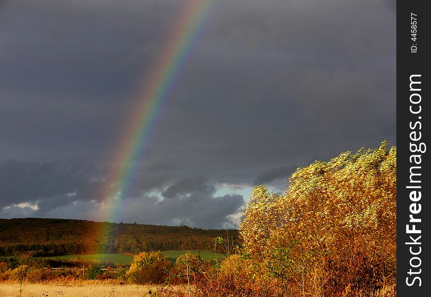 rainbow on the autumn field, . rainbow on the autumn field,