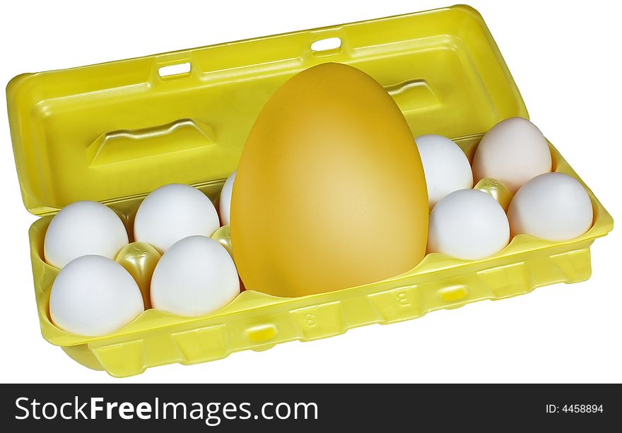 Golden egg stands out in egg carton