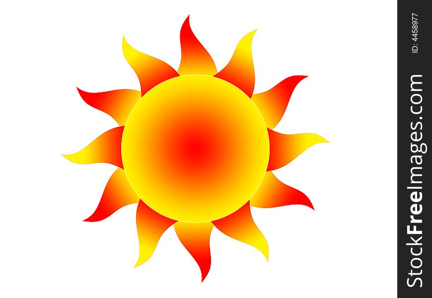 Symbol of the yellow-red sun on a white background