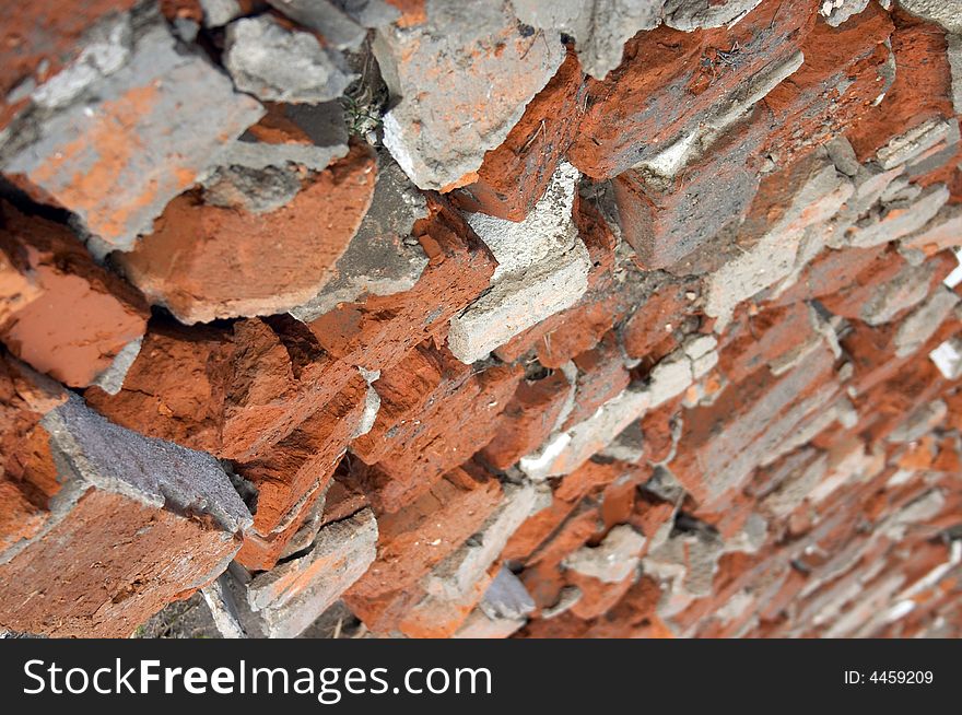 Abstract background, a road made of broken red bricks. Abstract background, a road made of broken red bricks