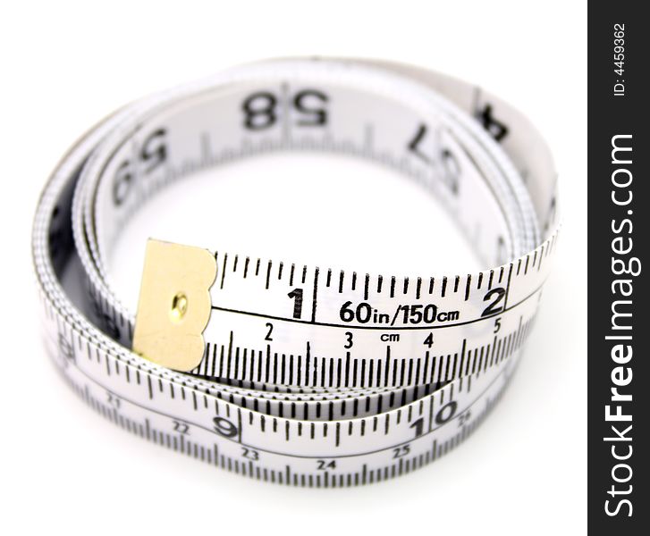 Tape measure on a white surface
