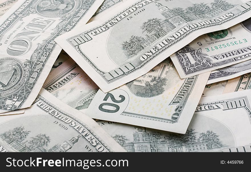 American dollar bills arranged as background