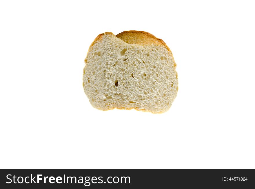 Section of bread isolated on white studio background
