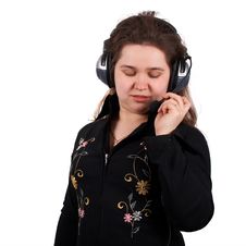 Girl With Headset Royalty Free Stock Photography Girl With Headset Royalty Free Stock Photography