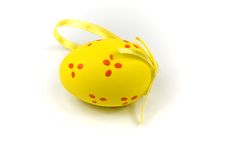 One Yellow Easter Egg With Gold Ribbon Royalty Free Stock Image
