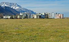Apartment Blocks With Mountains No.1 Royalty Free Stock Image