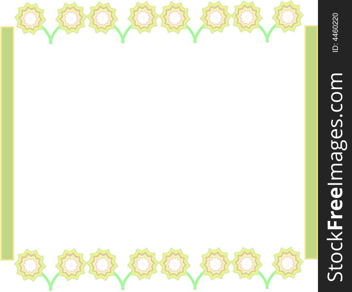 Green frame with delicate flowers