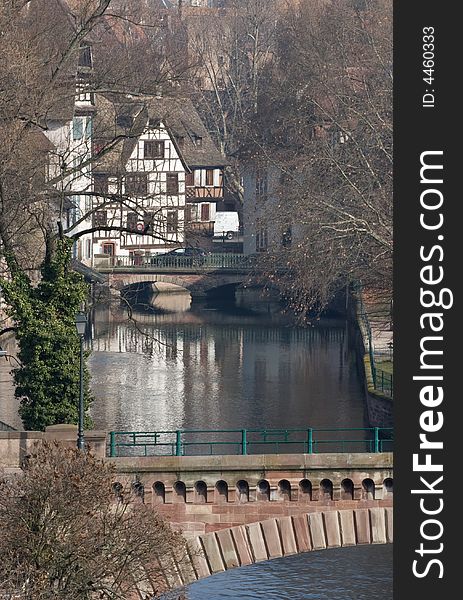 Bridge and River scene in Strasbourg, near Peitit France area. Bridge and River scene in Strasbourg, near Peitit France area.