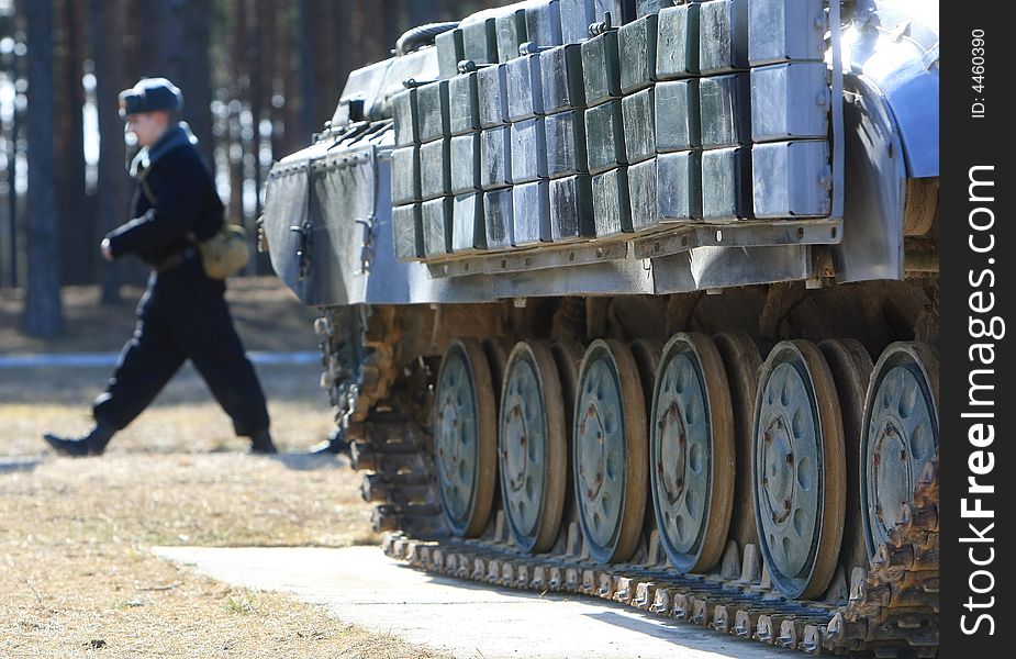 Tread on a military tank. Tread on a military tank.