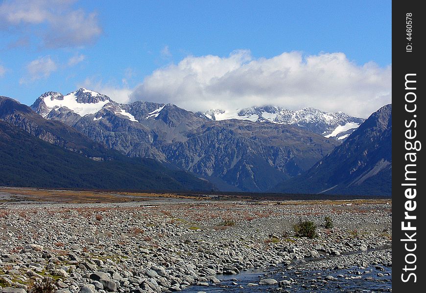 Snow-clad mountains, Arthur's Pass National Park, New Zealand. Snow-clad mountains, Arthur's Pass National Park, New Zealand