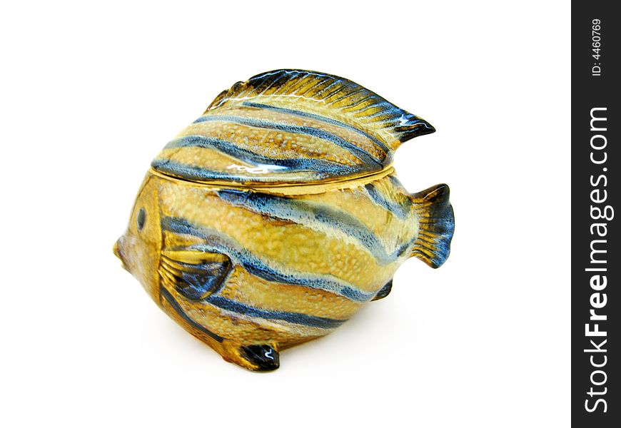 Casket - fish. Gift for cristmas. On white.