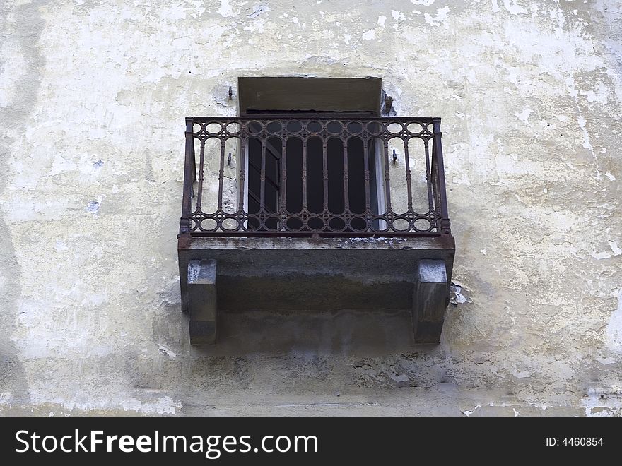 Old balcony of an abandoned building