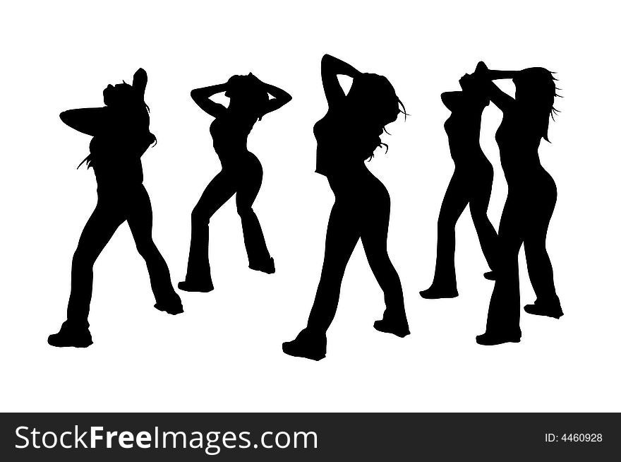 Illustration of dancing girls silhouettes