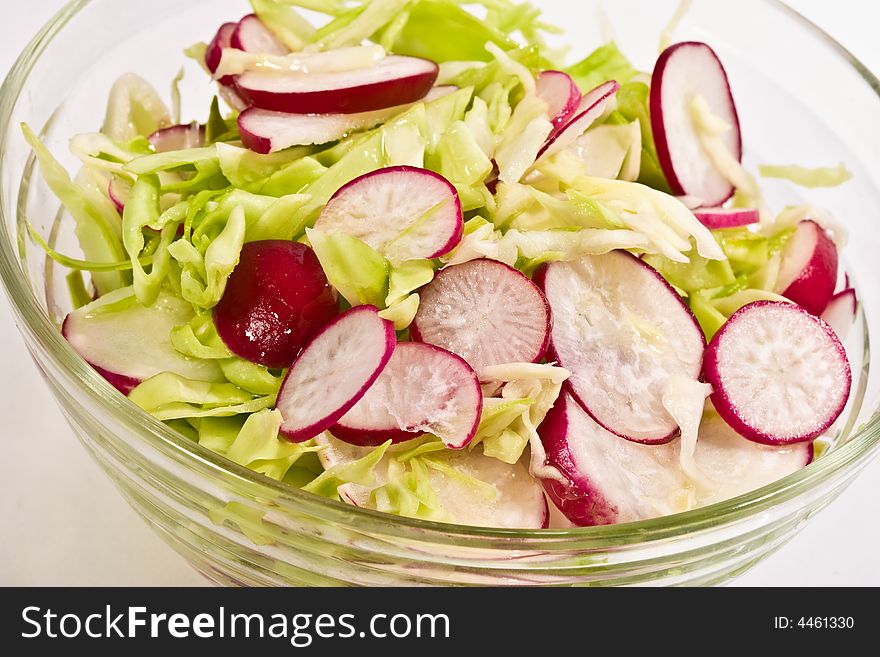 Food series: healthy radish and cabbage salad
