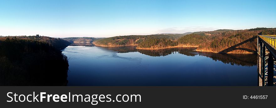 Panorama reservoir Orlik from  bridge Zdakovsky