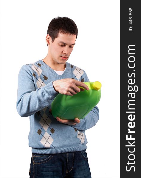 Young man with green jerrican 2