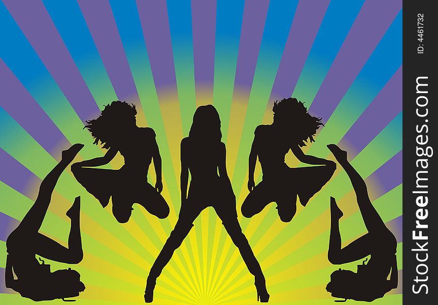 Dancin girls - violet blue -  illustration. Dancin girls - violet blue -  illustration