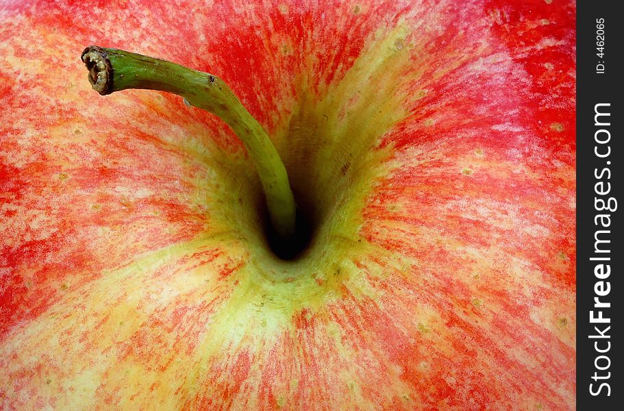 Macro of an apple with the stem