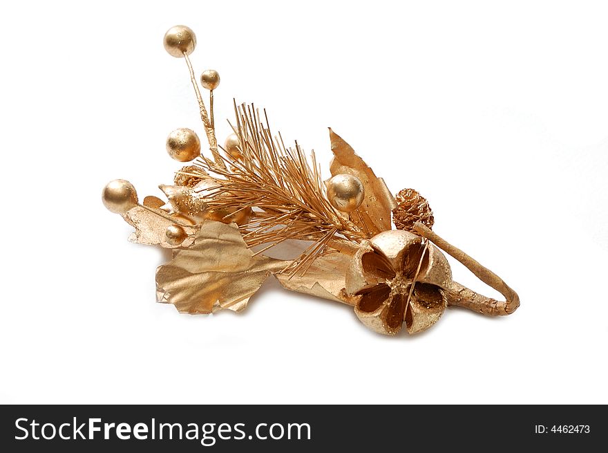 Golden decoration isolated over a white background